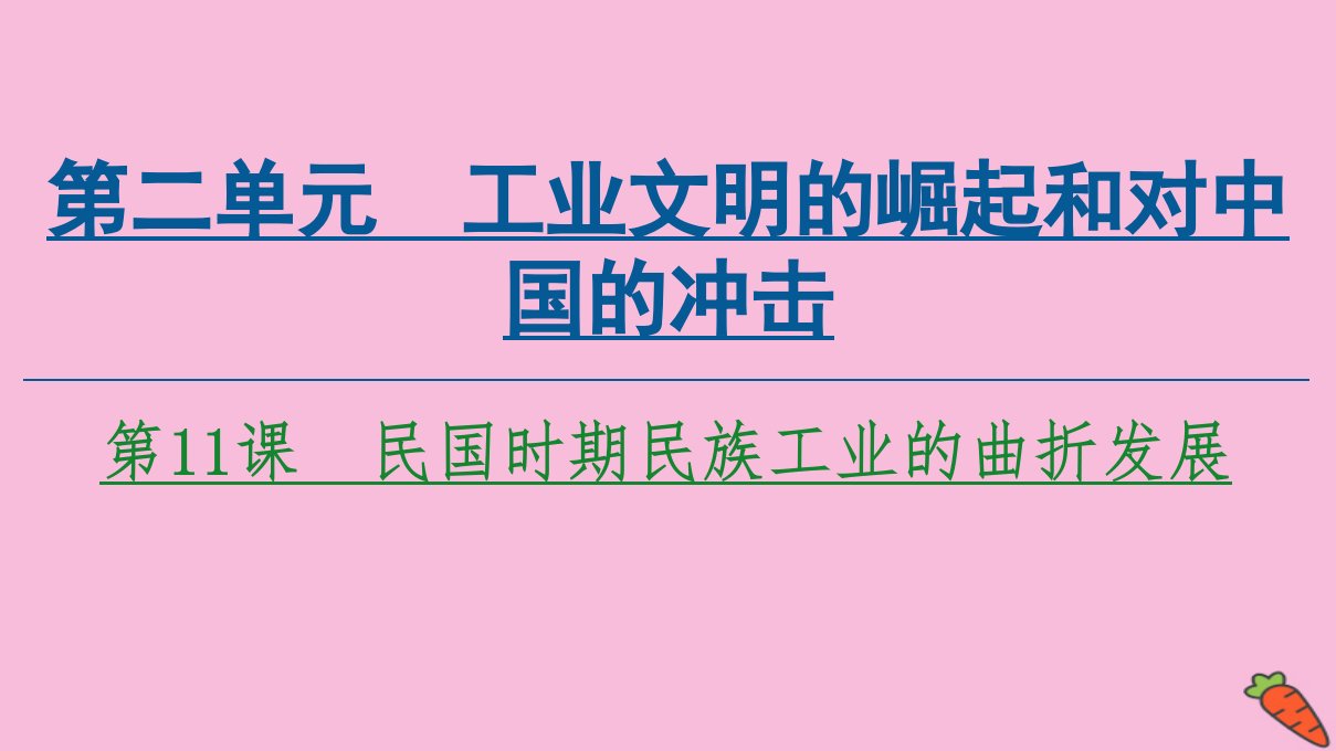 高中历史第2单元工业文明的崛起和对中国的冲击第11课民国时期民族工业的曲折发展课件岳麓版必修2