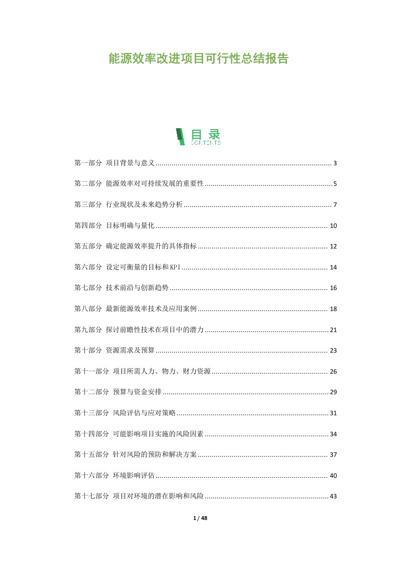 能源效率改进项目可行性总结报告