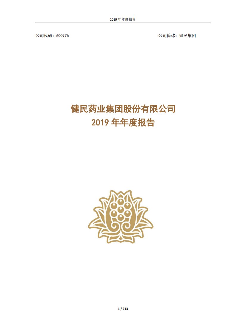 上交所-健民集团2019年年度报告-20200417