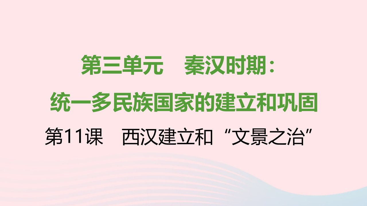 七年级历史上册第三单元秦汉时期：统一多民族国家的建立和巩固第11课西汉建立和文景之治课时训练课件新人教版