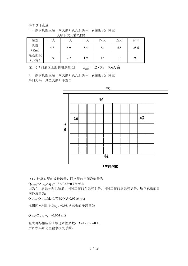 农田水利渠道流量设计