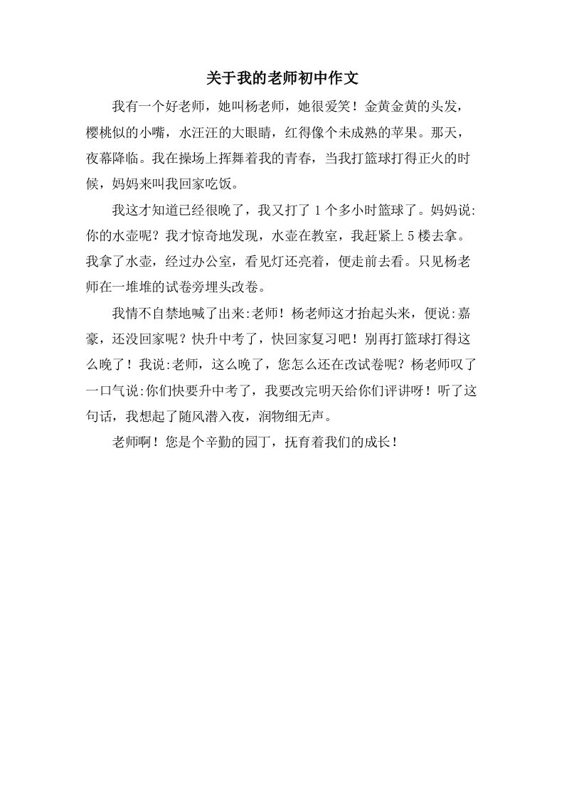 关于我的老师初中作文