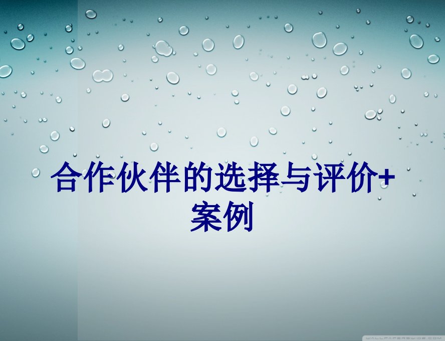 合作伙伴的选择与评价案例经典课件