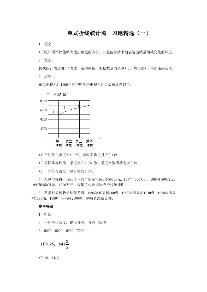 小学数学折线统计图习题精选