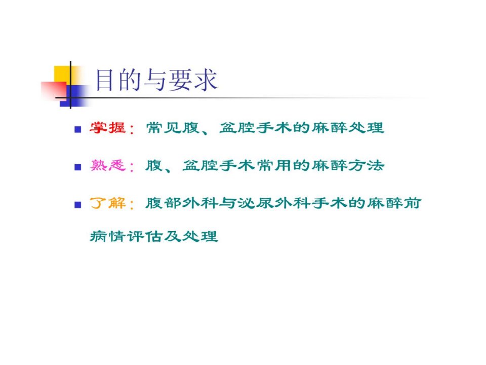 腹部外科医学与泌尿外科医学手术的麻醉指南课件