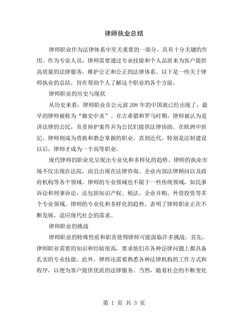 律师执业总结