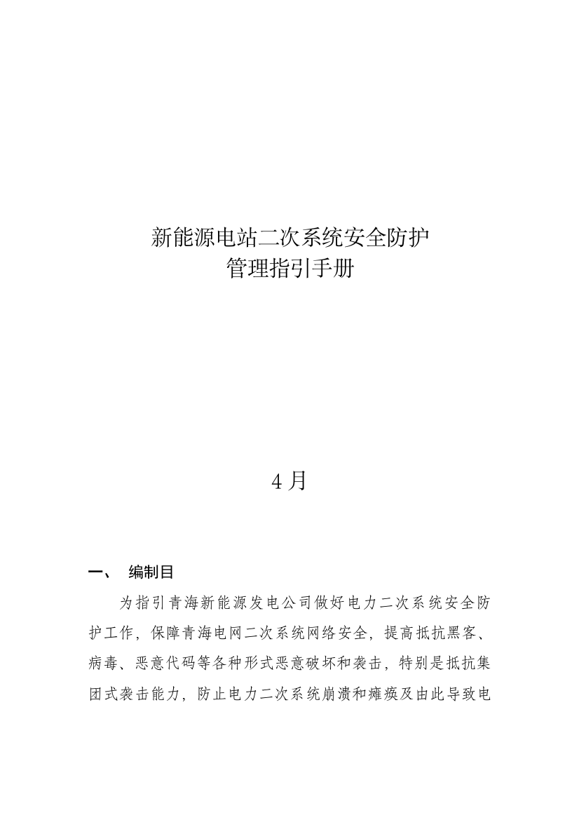 新能源电站二次安全防护管理指导手册样本