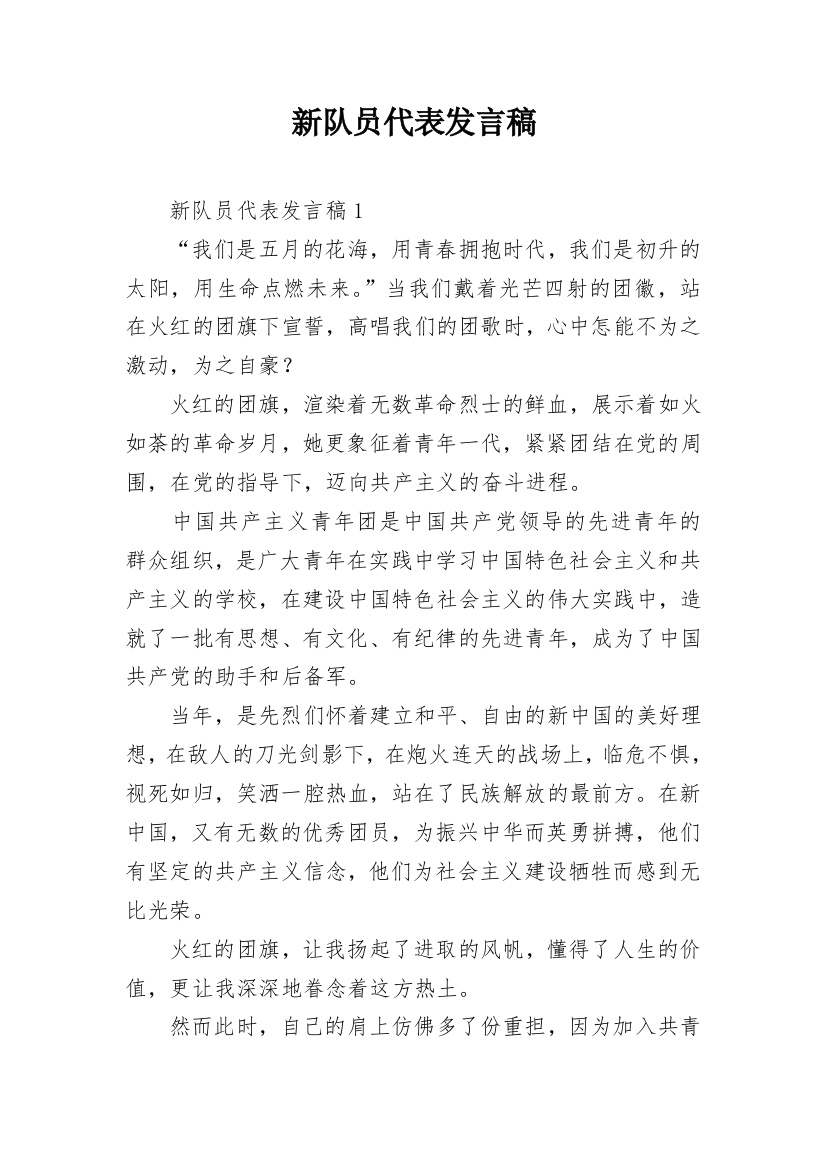 新队员代表发言稿_1