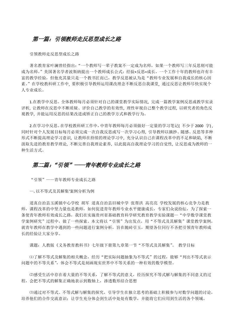 引领教师走反思型成长之路[修改版]