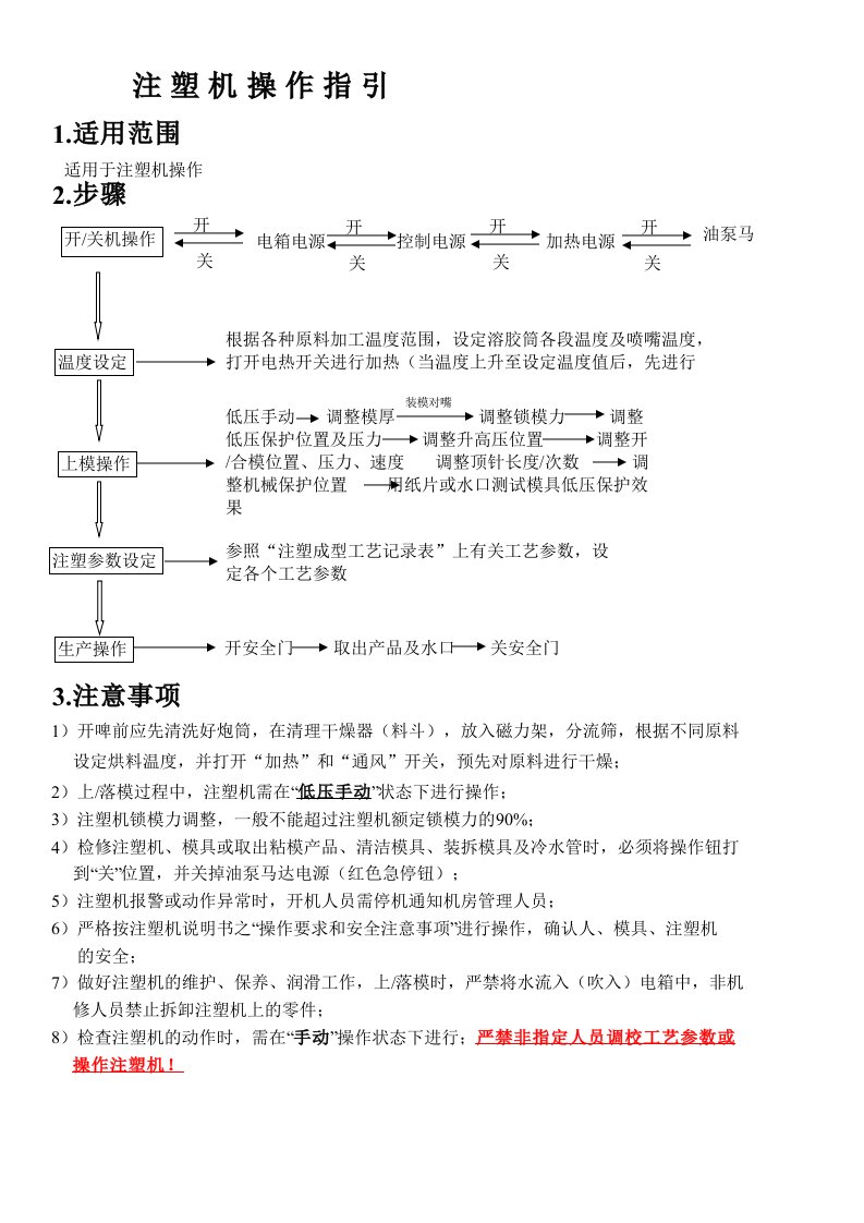 注塑机操作指引