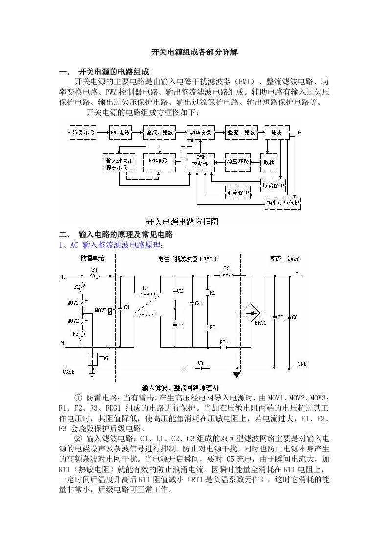 电气开关电源组成各部分详解