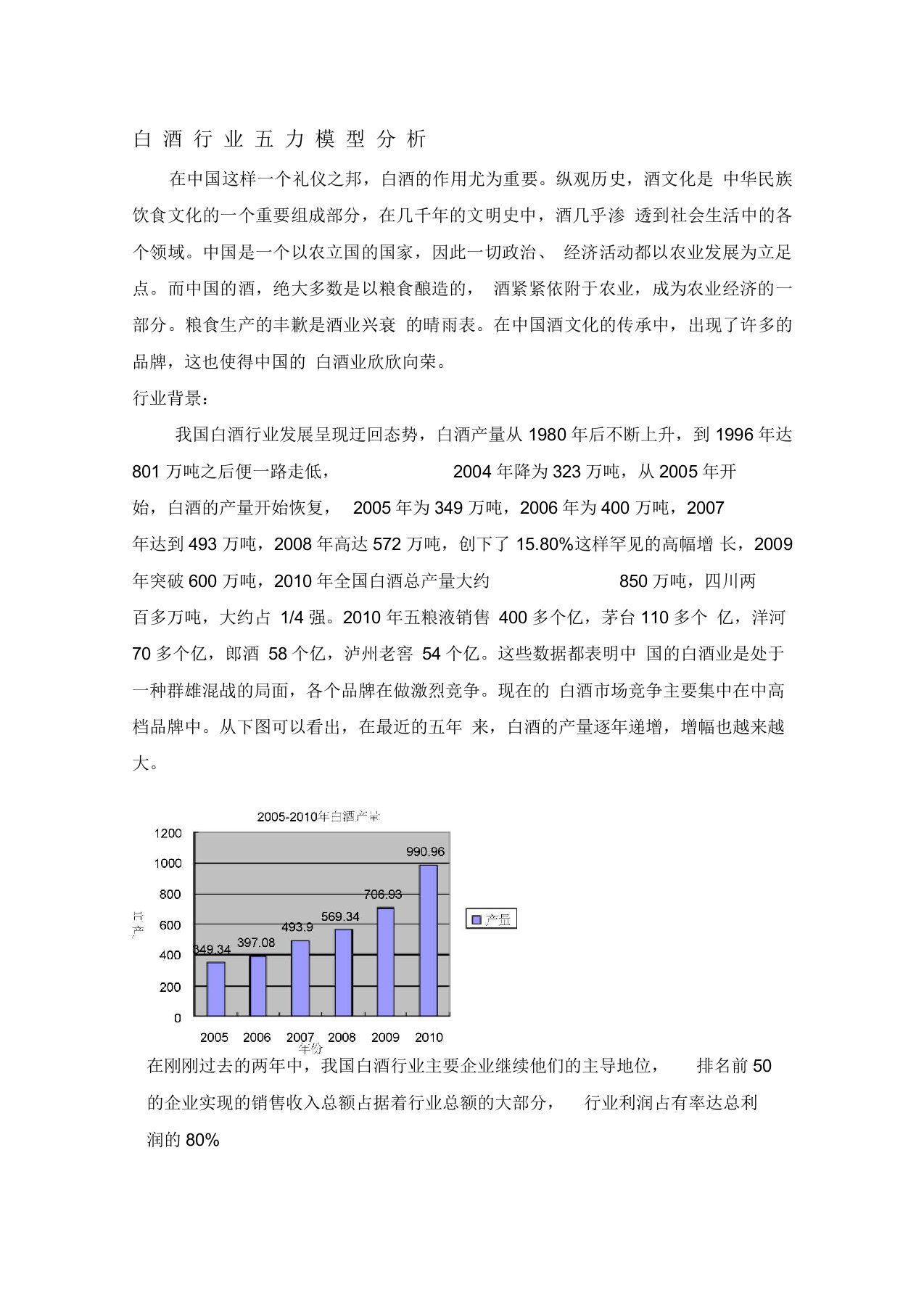 白酒行业五力模型分析