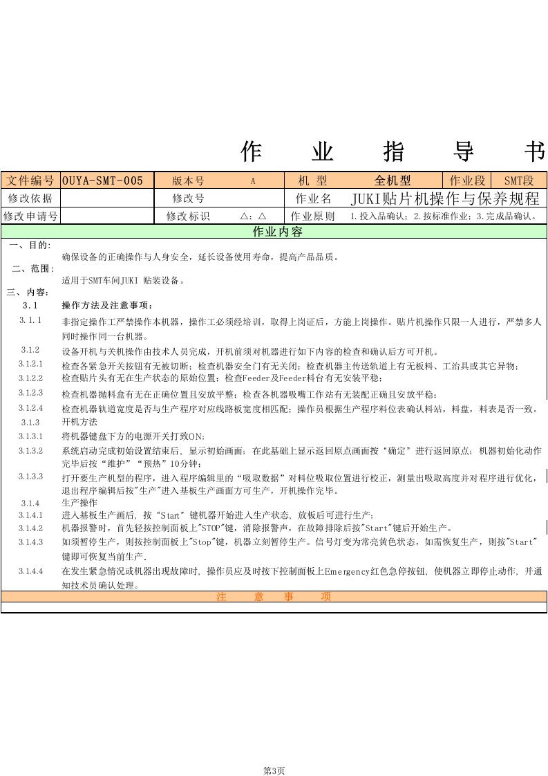 SMT设备年度保养计划