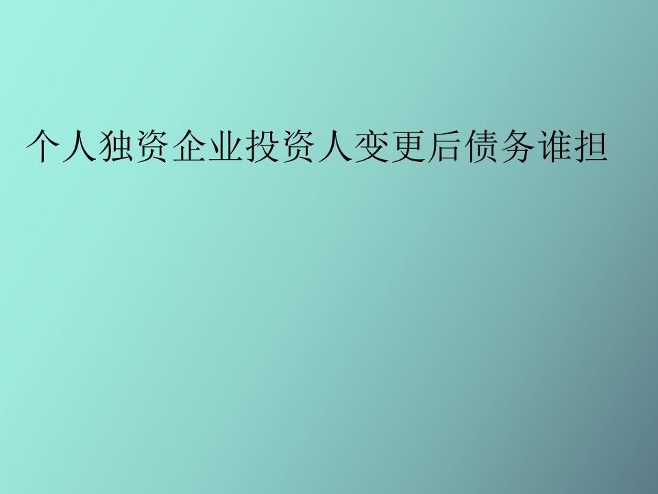 个人独资企业投资