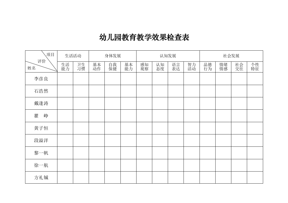 6、幼儿园教育教学效果检查表