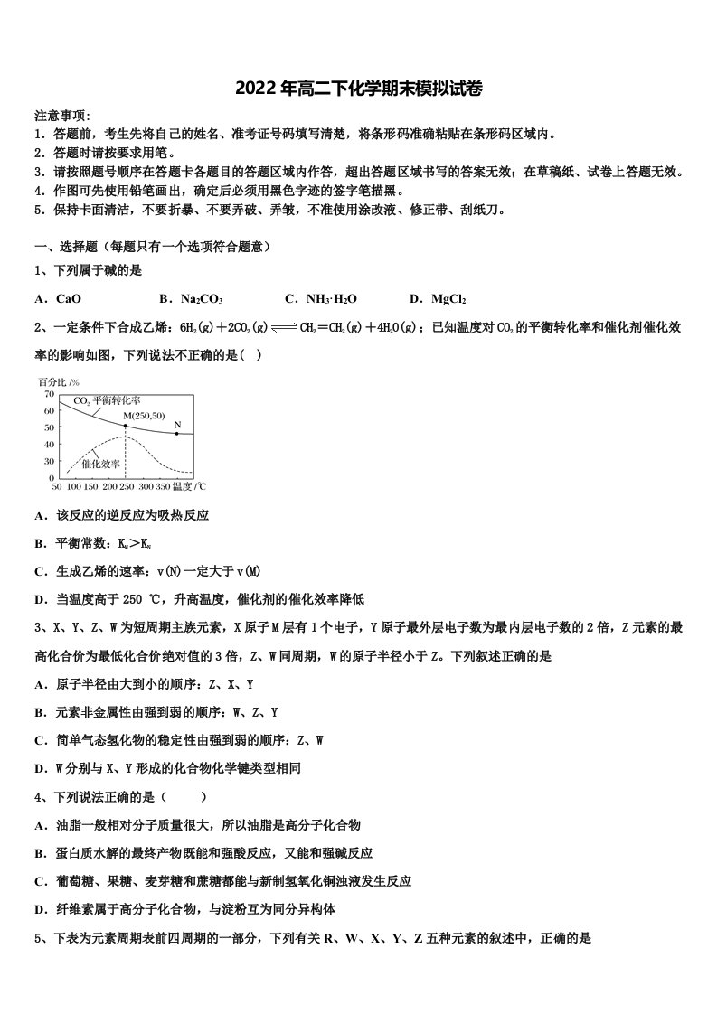 2022届山东省昌乐县第一中学化学高二下期末监测模拟试题含解析