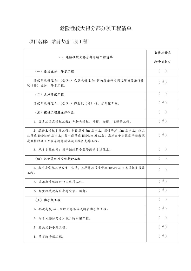 市政道路工程危大工程安全管理措施