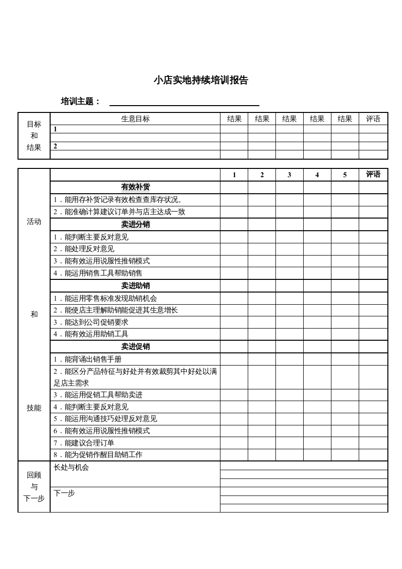 小店实地持续培训报告