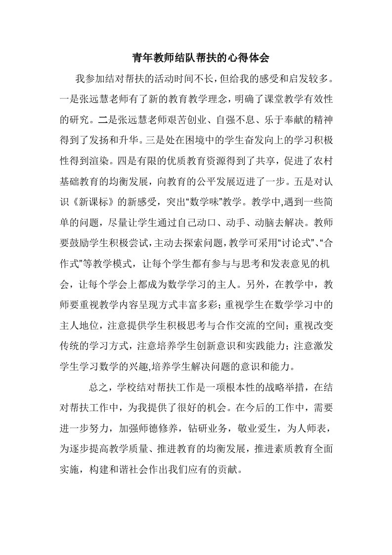 青年教师结对帮扶心得体会