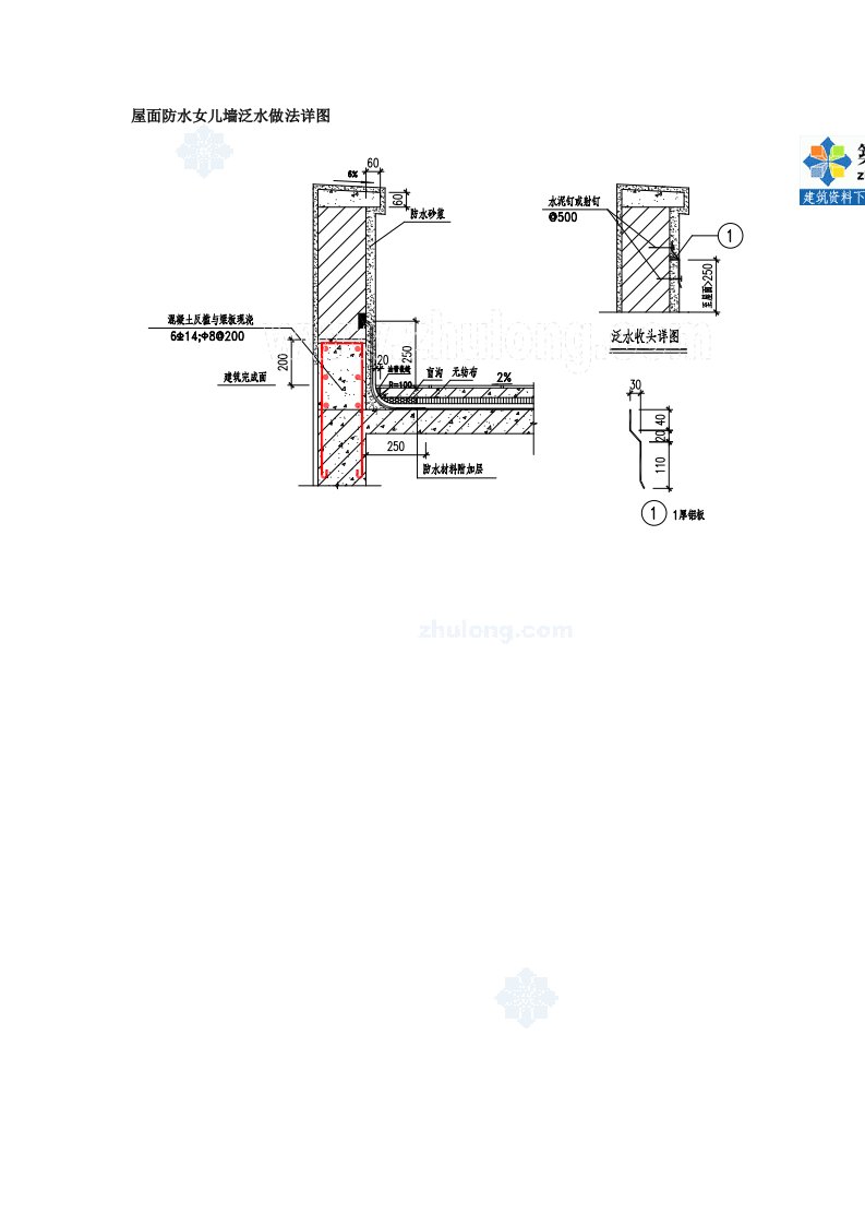屋面防水女儿墙泛水做法详图