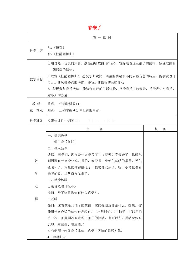 2019春二年级音乐下册