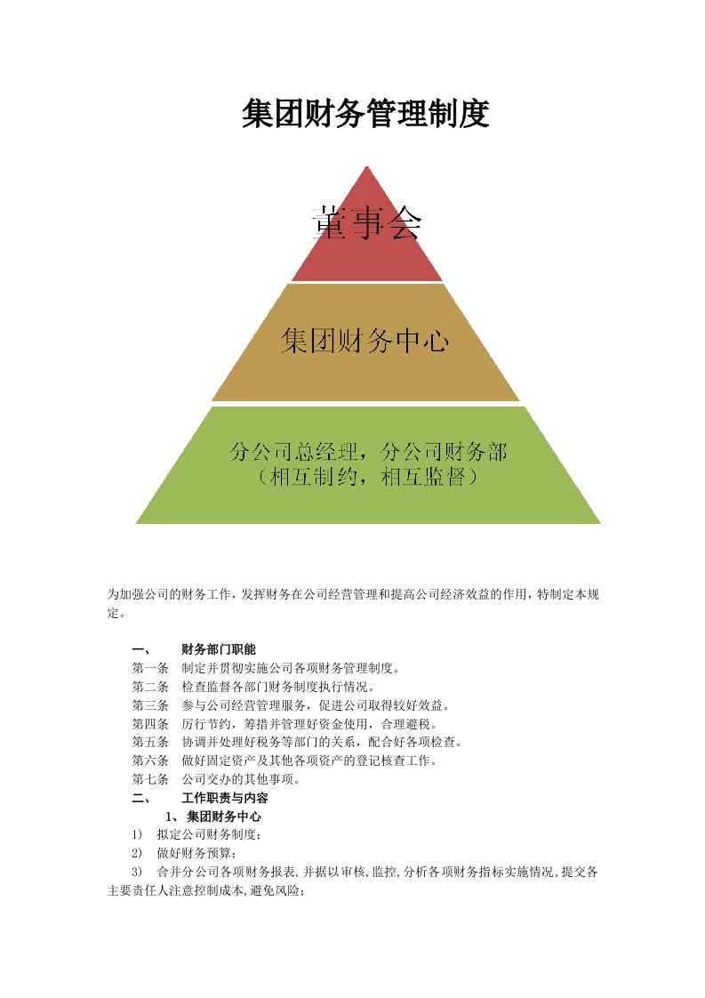 集团财务管理制度