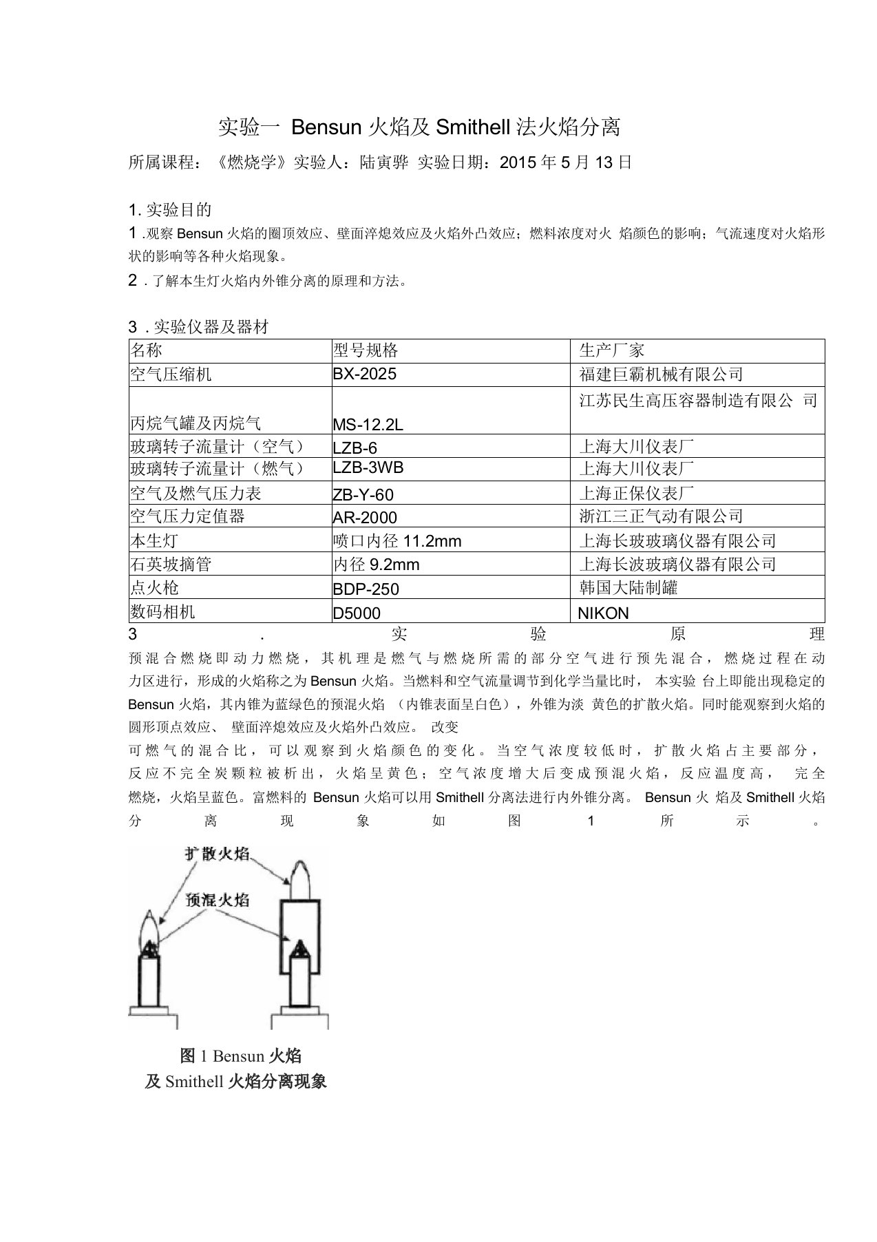 燃烧学实验报告