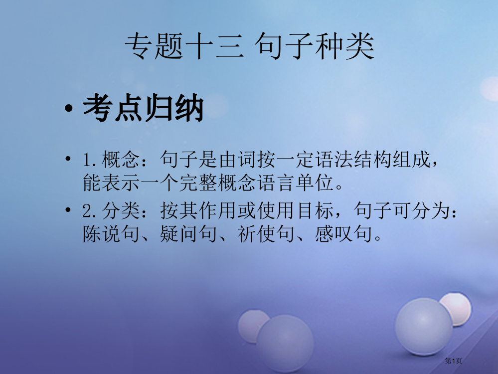 中考英语总复习专题十三句子的种类省公开课一等奖百校联赛赛课微课获奖PPT课件