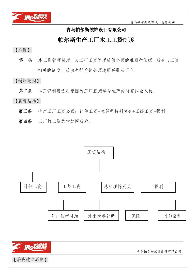 家具展柜计件工资制度