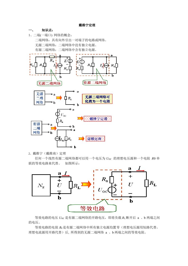 戴维南定理的解析与练习