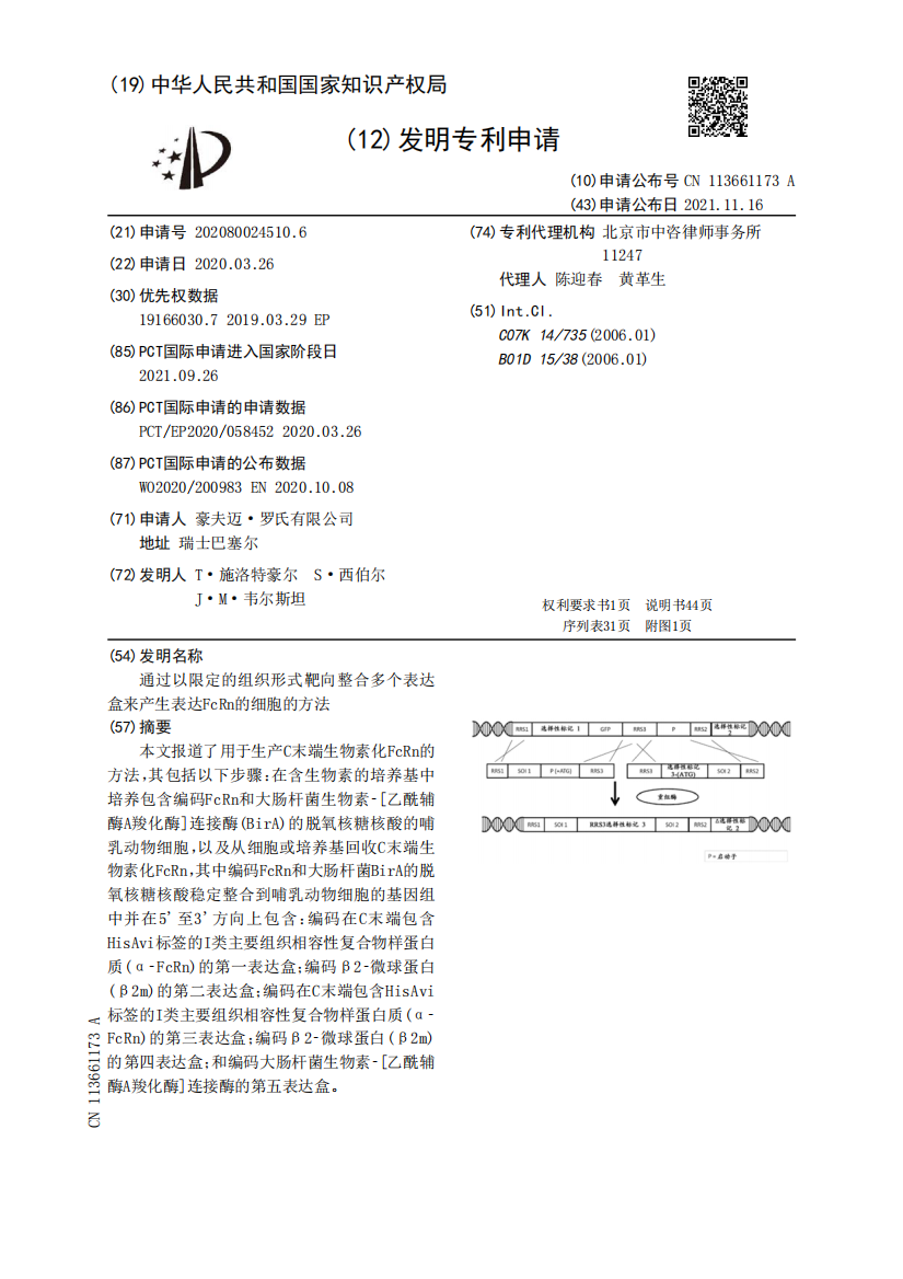 通过以限定的组织形式靶向整合多个表达盒来产生表达FcRn的细胞的方法