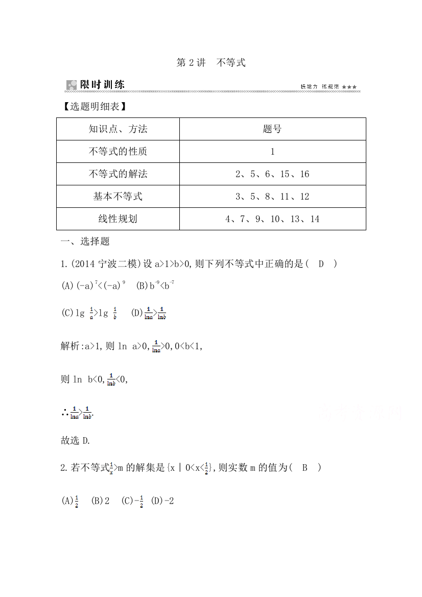 2015届高校信息化课堂（文科数学）