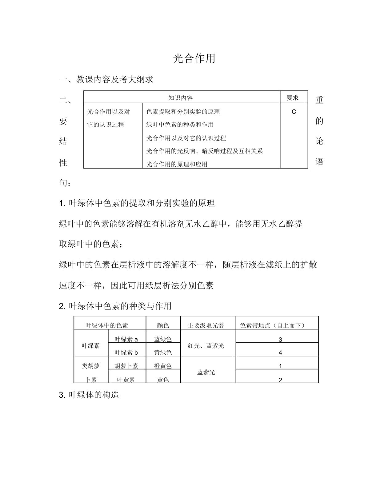 高三生物专题二光合作用教案