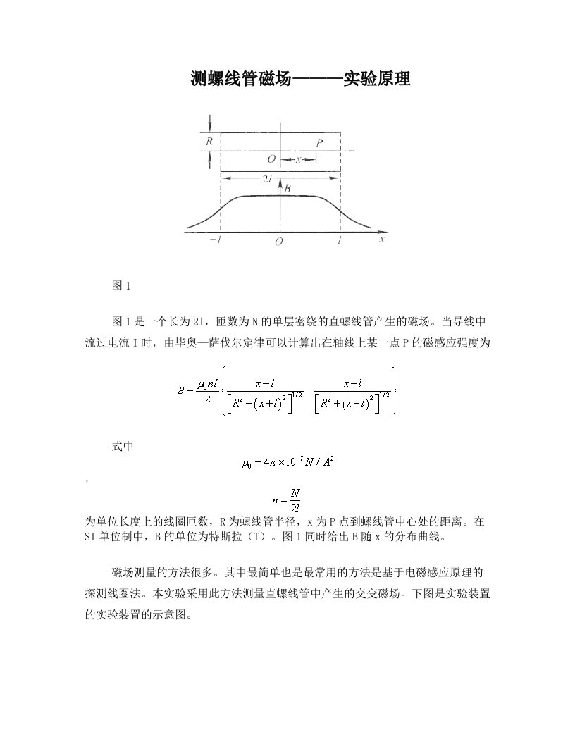 测螺线管磁场实验报告