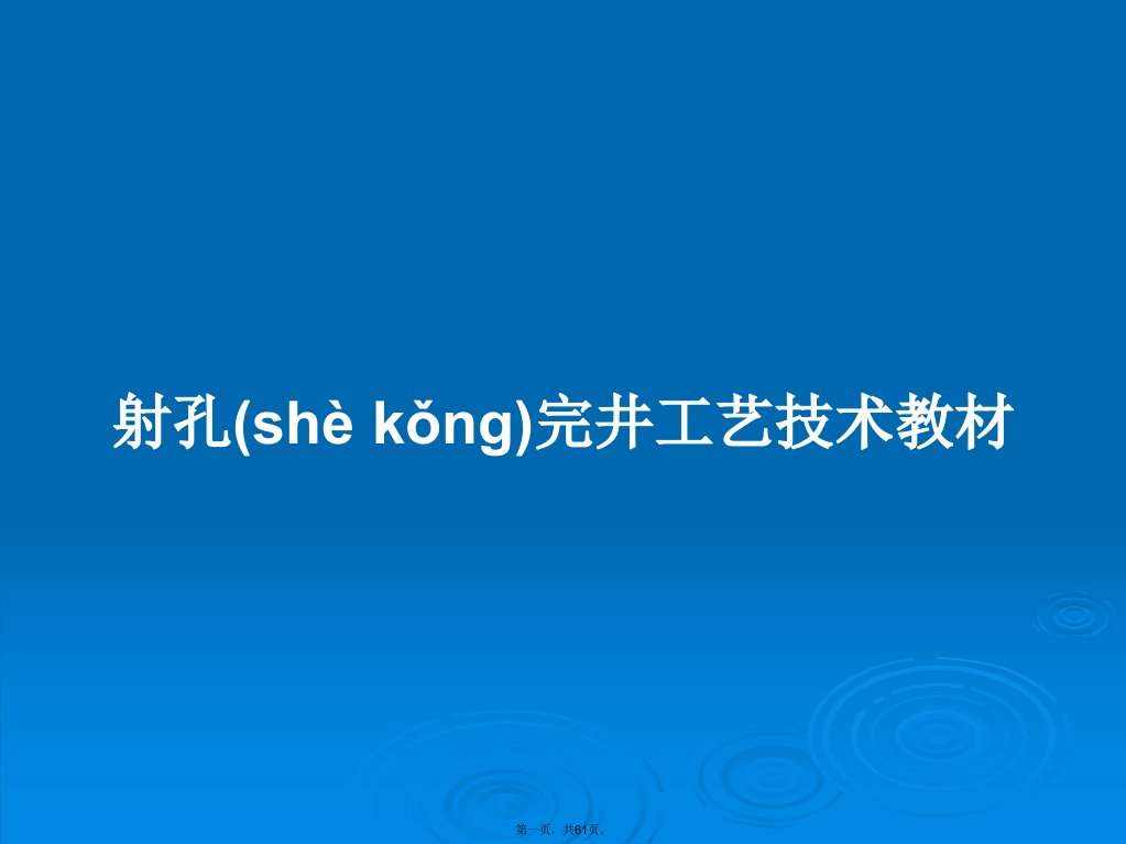 射孔完井工艺技术教材学习教案