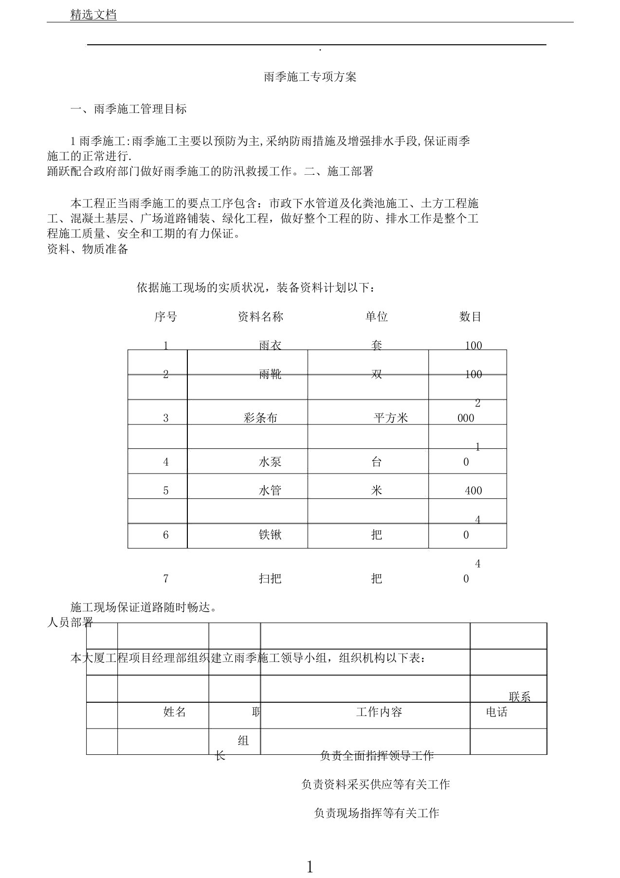 园林绿化雨季施工方案格式已调好