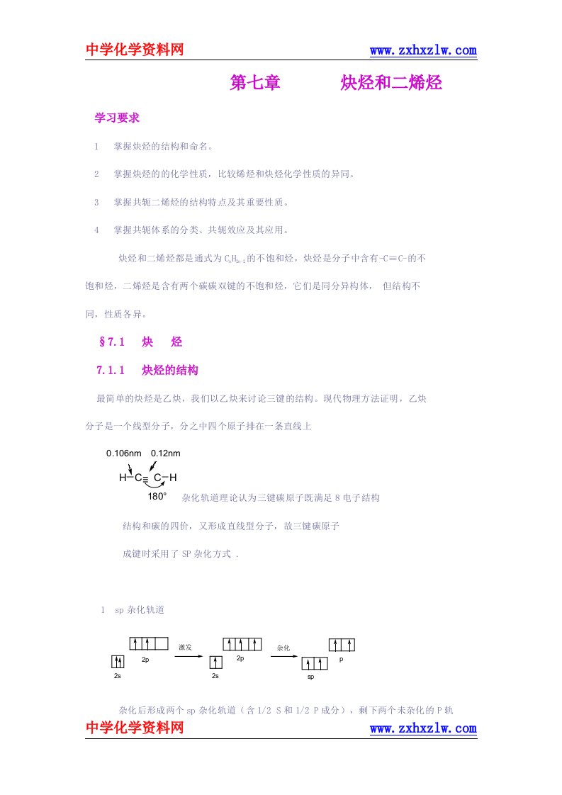 有机化学教学之七：炔烃和二烯烃