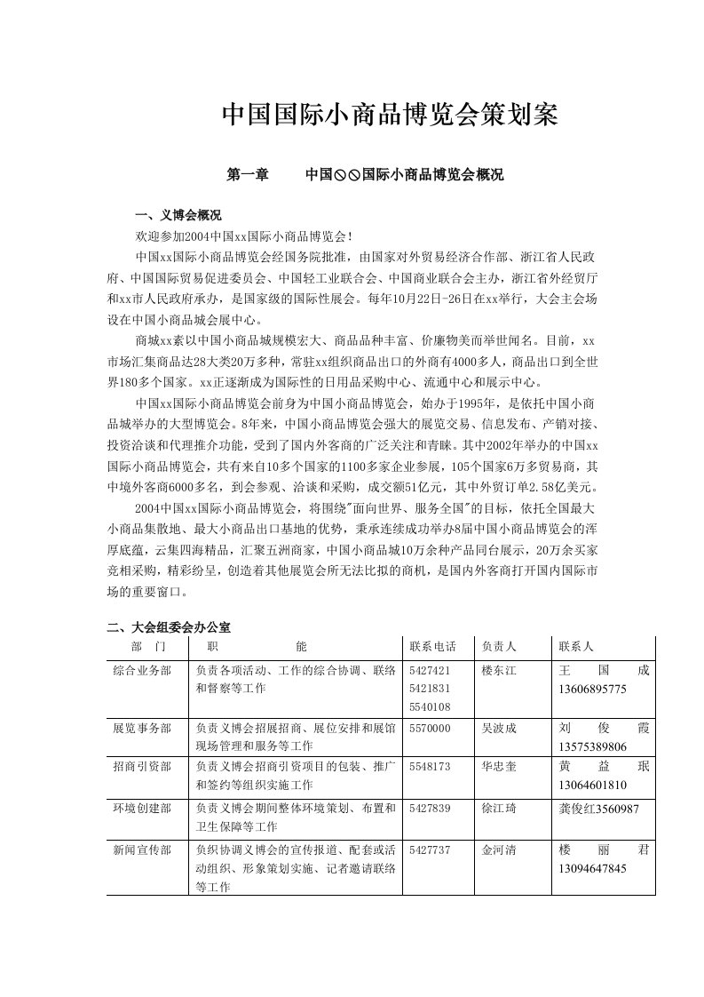 中国国际小商品博览会项目策划案