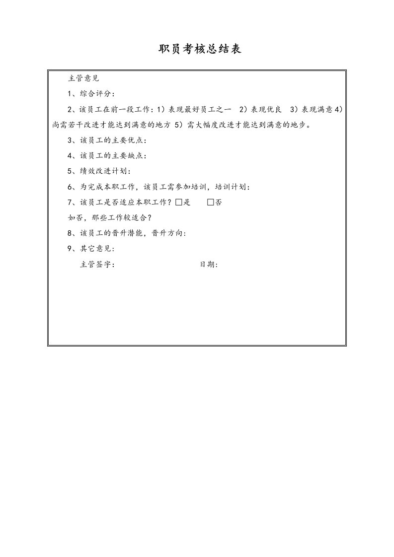 精品文档-04标准制度职员考核总结表