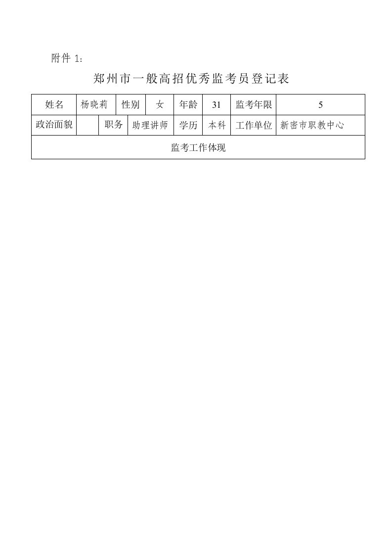 优秀监考员监考表现