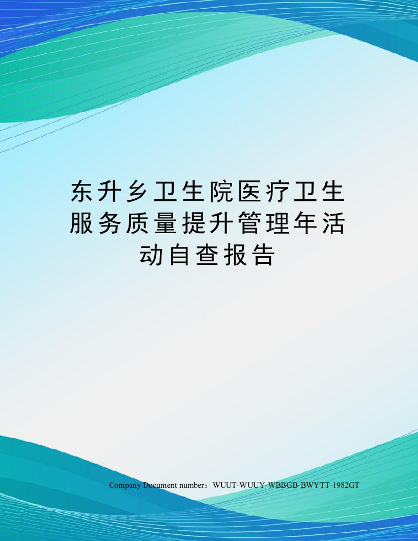 东升乡卫生院医疗卫生服务质量提升管理年活动自查报告