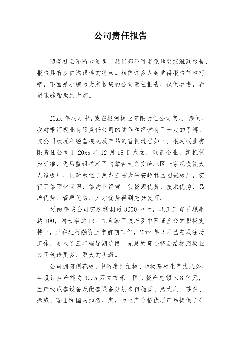 公司责任报告