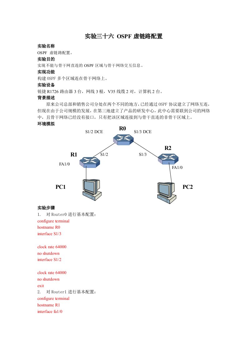 实验36OSPF虚链路配置