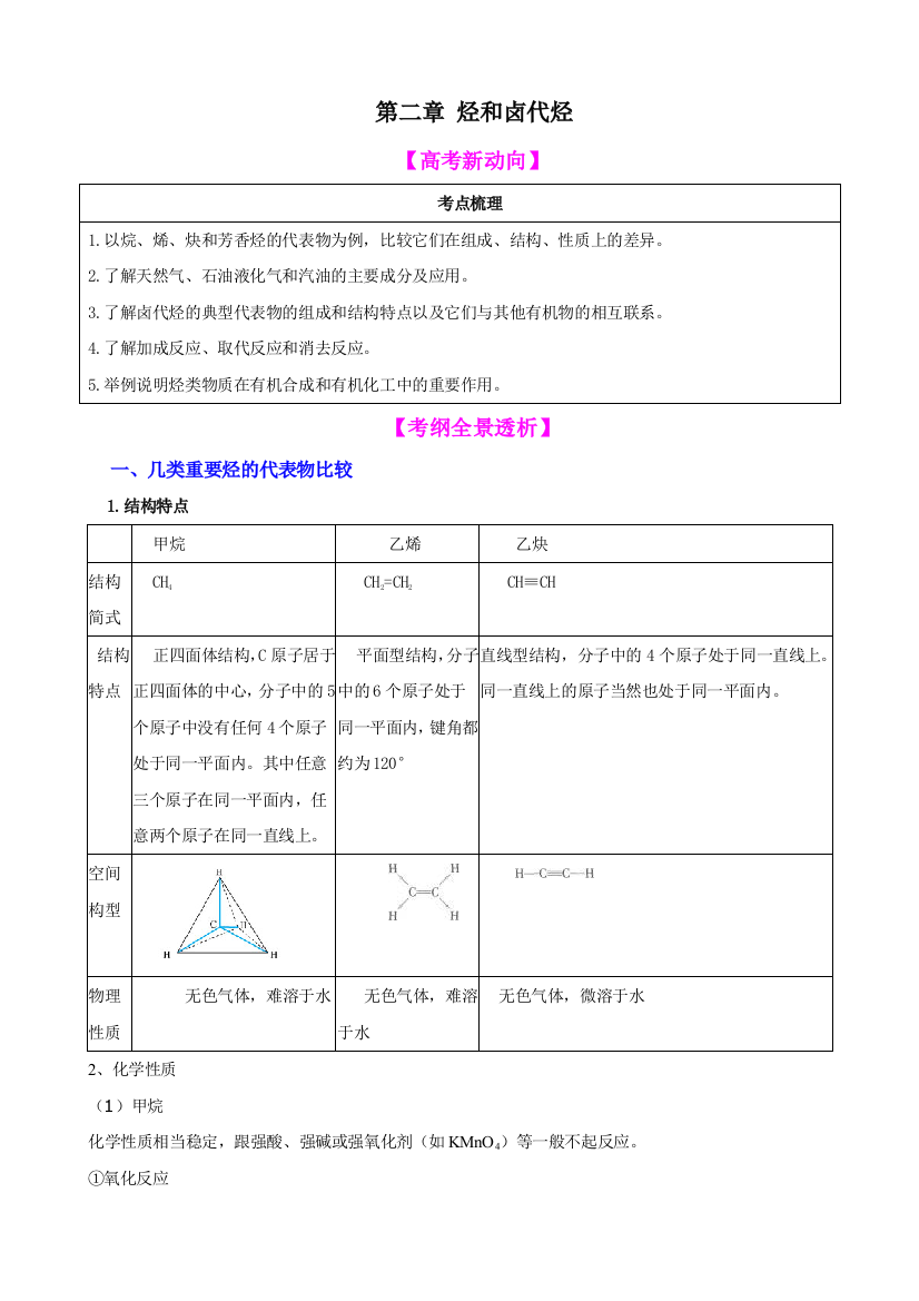 化学一轮精品复习学案烃和卤代烃选修5