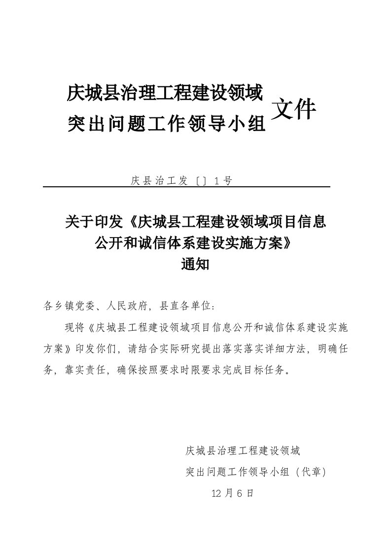 工程建设领域项目信息公开实施方案