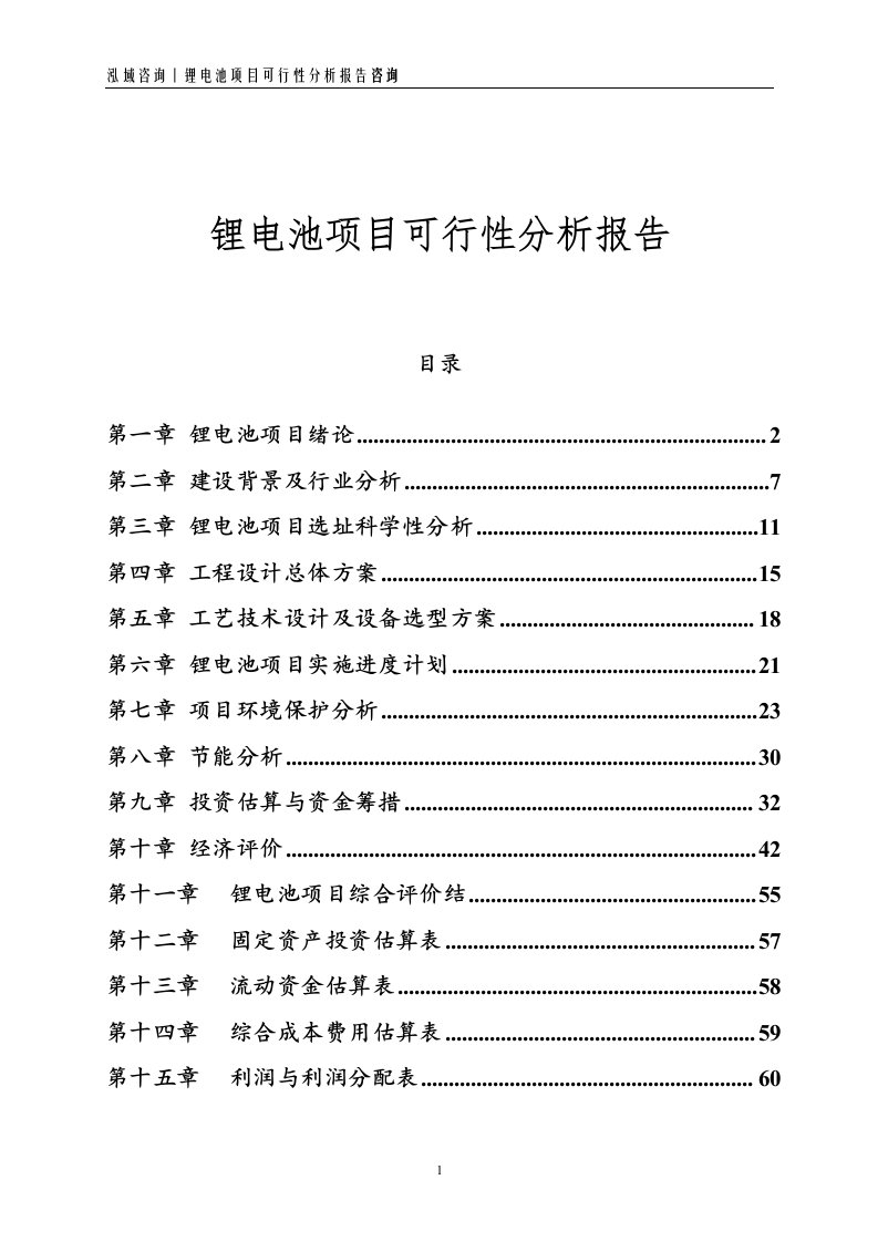 锂电池项目可行性分析报告
