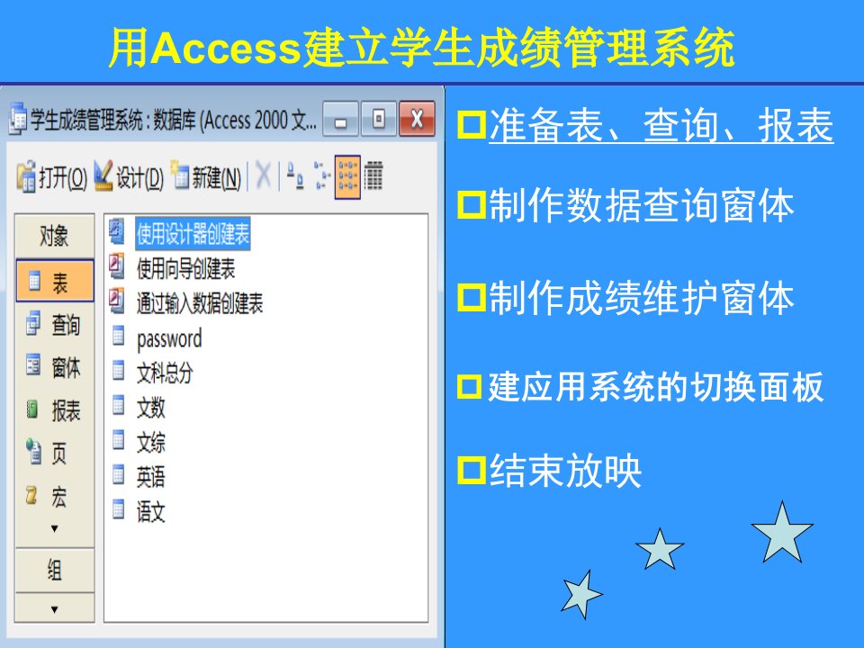 用access创建学生成绩管理系统