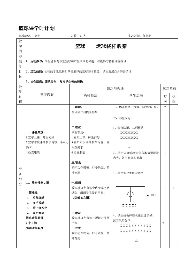 篮球绕杆运球教案