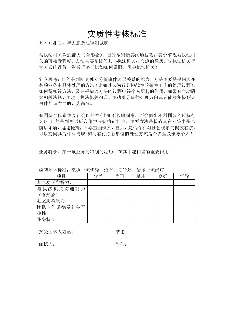 精品文档-实质性考核标准