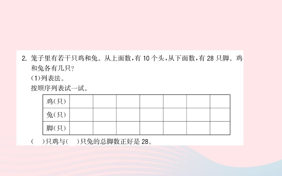 四年级数学下册9数学广角鸡兔同笼作业课件新人教版